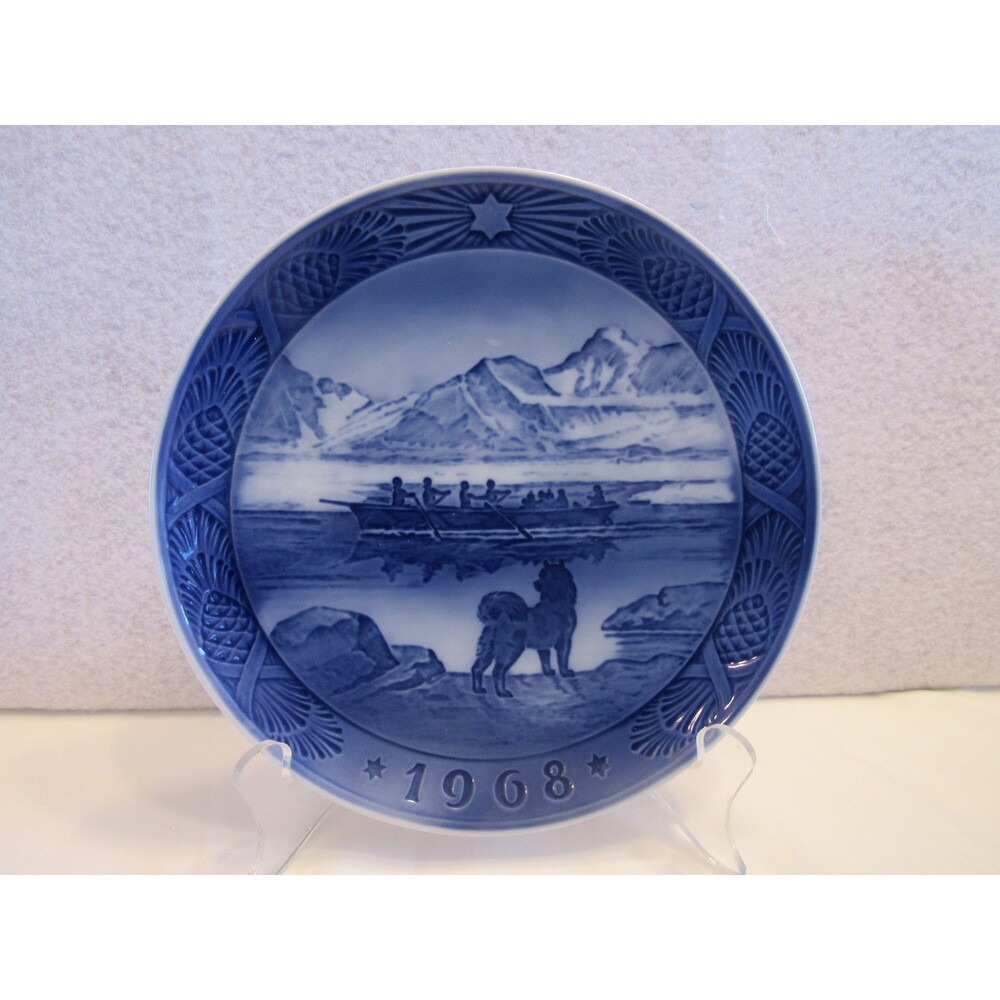 Vtg Royal Copenhagen Collectable Porcelain 1968 Christmas Plate The Last Umiak